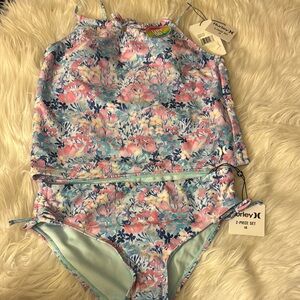 Hurley Kids Floral Bikini - Pink, Blue, and White